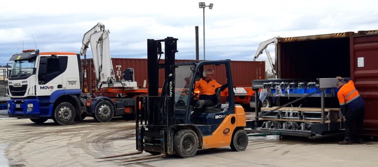 Unloading New Equipment from a container